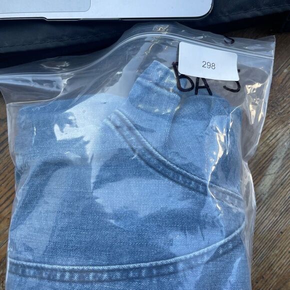 Wisteria Lane Blue Denim Button Front Short Sleeve Flare Leg Jumpsuit Large - Picture 13 of 14